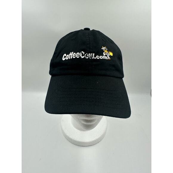 Coffee Cow CoffeeCow.com Hat Cap - Adjustable Strap - Black 100% Cotton - Picture 1 of 2